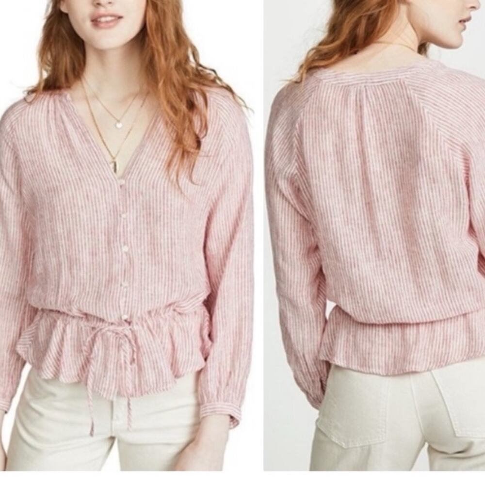 RAILS Women's Small Top Scarlet Stripe Peasant Shirt Long Sleeve NWT